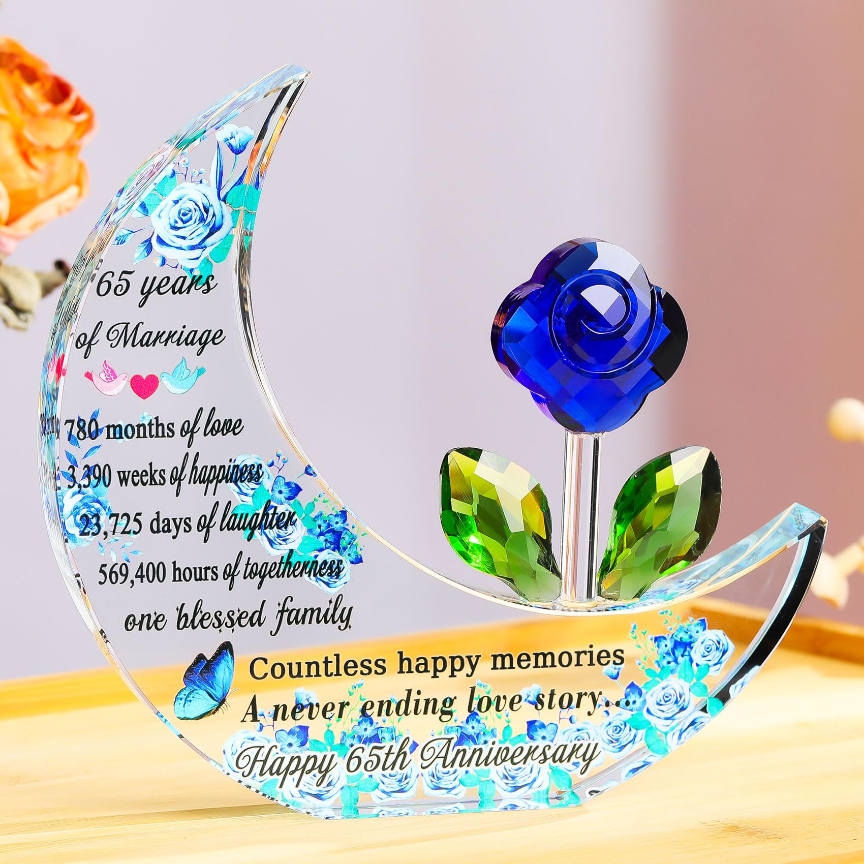 Ornalrist 65th Wedding Anniversary Crystal Gift for Women 65 Years Souvenir