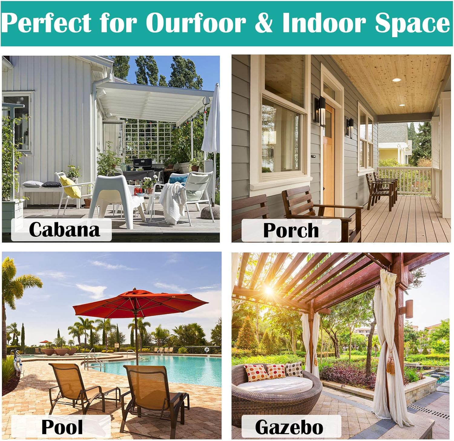 Outdoor Curtains for Patio Waterproof Outside Light Blocking Thermal Insulated Blackout Curtains with Tropical Beach Ocean Pattern for Gazebo, Pavilion, Cabana, 1 Panel, Style 16, W104 x L63