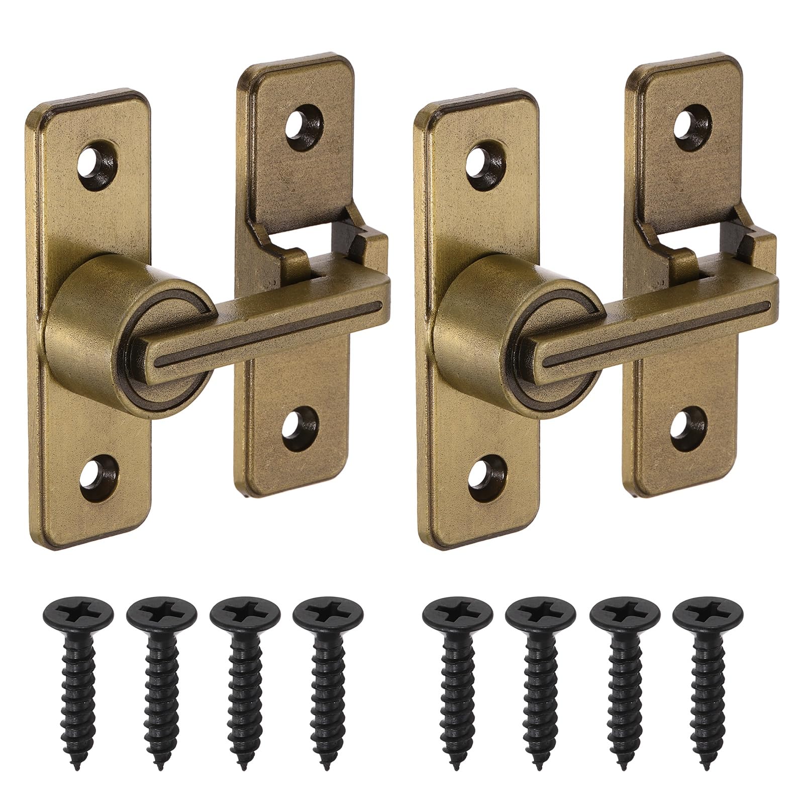 sourcing map 2Pcs Barn Door Lock, 180 Degree Flip Barn Door Lock for Double Hinged & Sliding Doors, Zinc Alloy Sliding Security Latch with Screws for Garden Bathroom Garage, Bronze