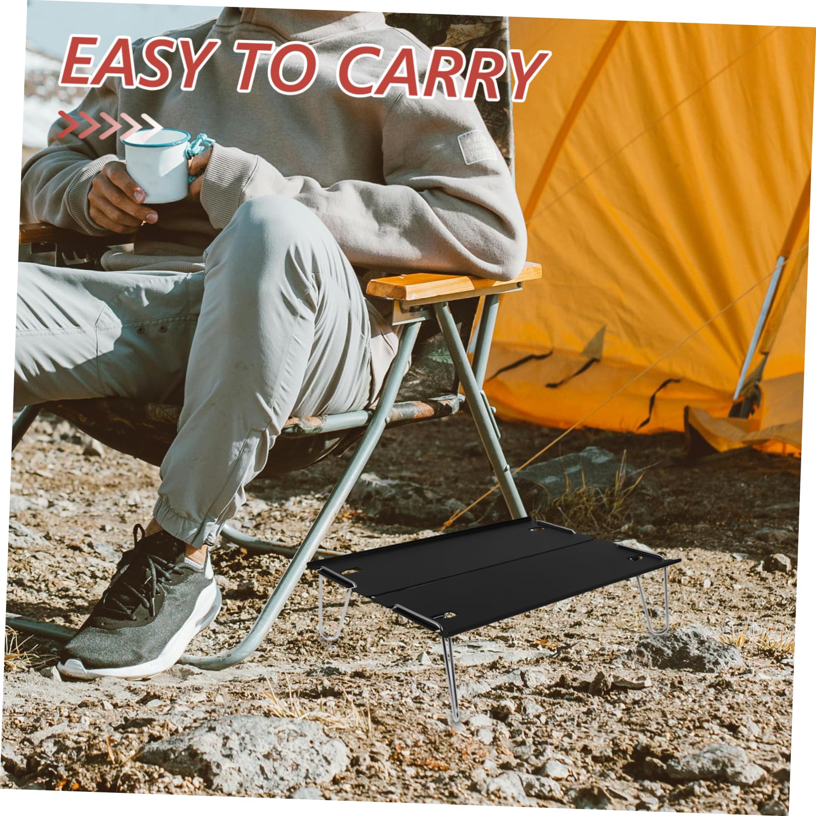 OHPHCALL 1Pc Portable Aluminum Folding Table for Outdoor Camping Multi Purpose Tea Table Lightweight Easy to Store for Picnics Bbqs and Beach Activities Black