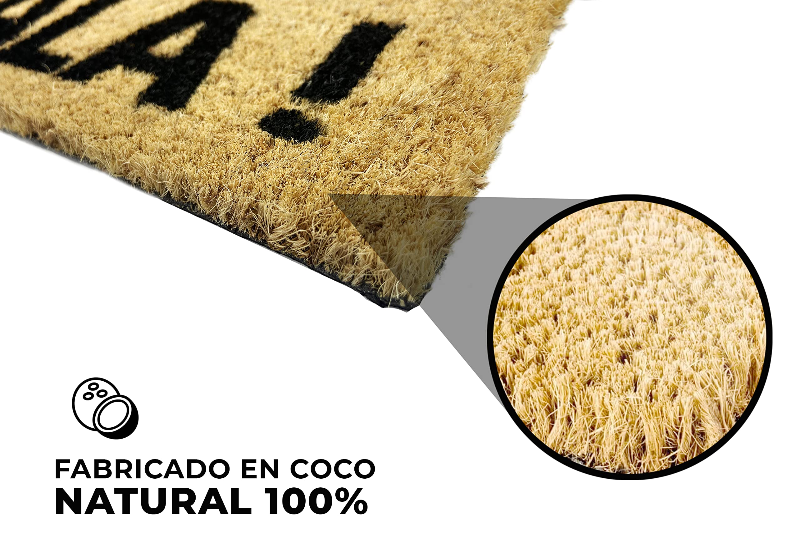 LucaHome Zerbino In Cocco Naturale Liscio 40x70 Cm Con Base Antiscivolo In PVC - Assorbente E Resistente Per Ingresso, Esterno E Corridoio - 2