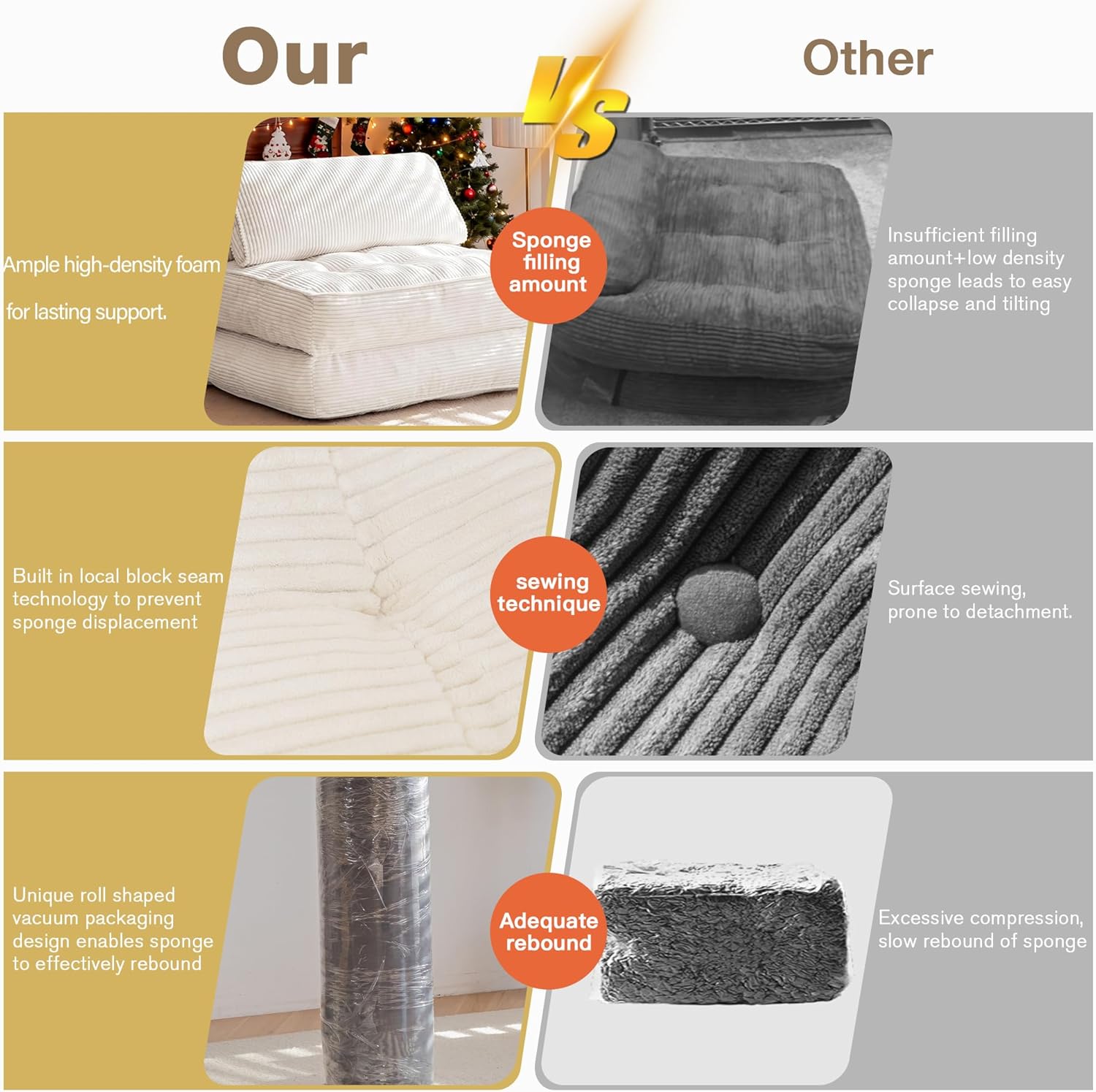 GYUTEI Folding Sofa Bed, Convertible Sleeping Chair with Backrest Support and Soft Corduroy Fabric๏ผFold Couch Bed with Pillow for Small Spaces/Living Room/Bedroom/Apartment, Single Size,Beige 5 81zBtTrJzeL. AC SL1500