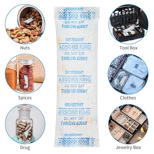 Miniatura 6 de Absorbentes de humedad  250 paquetes de gel de sílice de 0.18 oz, paquetes desecantes de grado alimenticio, paquetes de desecantes premium para