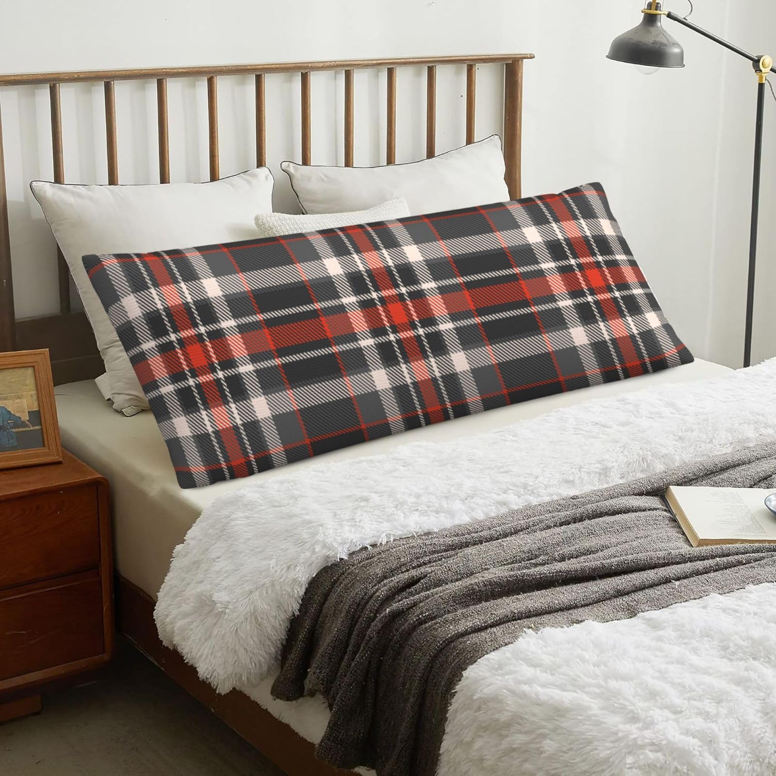 Tartan, Body Pillow Cover with Zipper,Long Body Pillowcase 20 x 60 in
