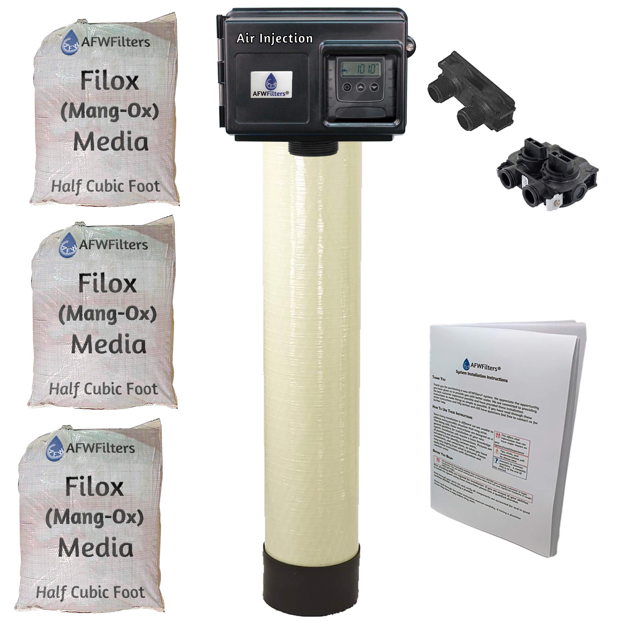 AFWFilters AIP15 Air Injection Platinum Iron, Manganese, Hydrogen Sulfide Filter (Standard Tank, Plastic Bypass) (Bypass with 3/4