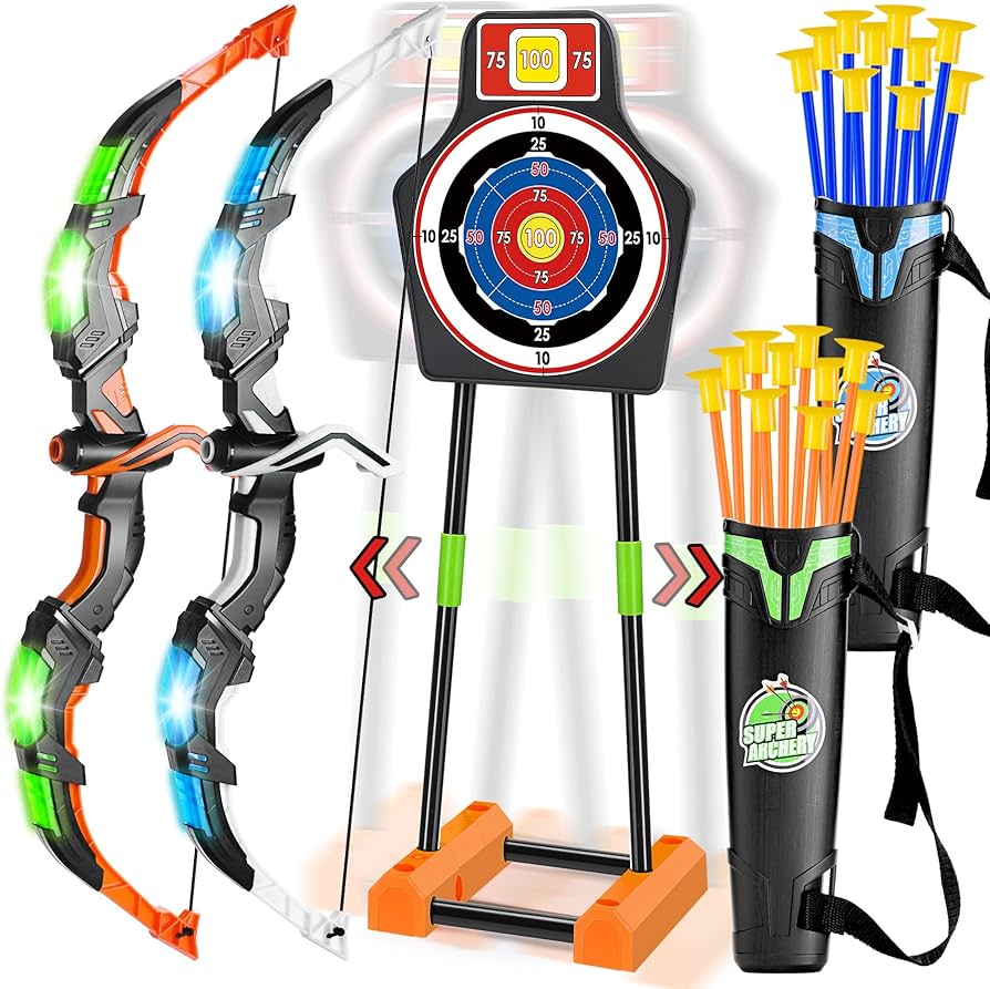 Amazon.com: 2 Pack Bow and Arrow Set with Moving Standing Target&
