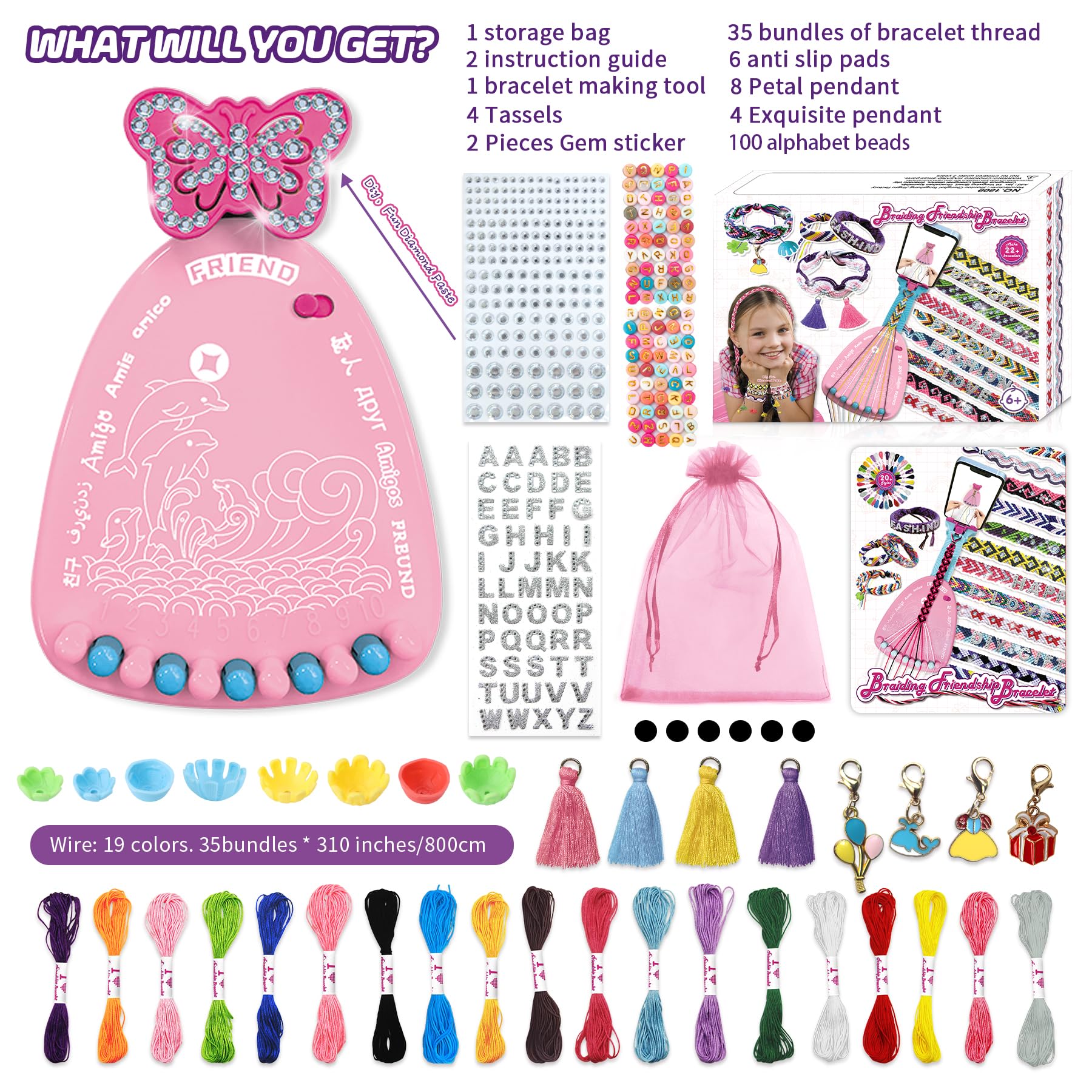 WEVOL Kit Braccialetti Fai da Te per Bambina 5-13 Anni, Gioielli Idee Regalo per Natale Compleanno Ringraziamento per Ragazze