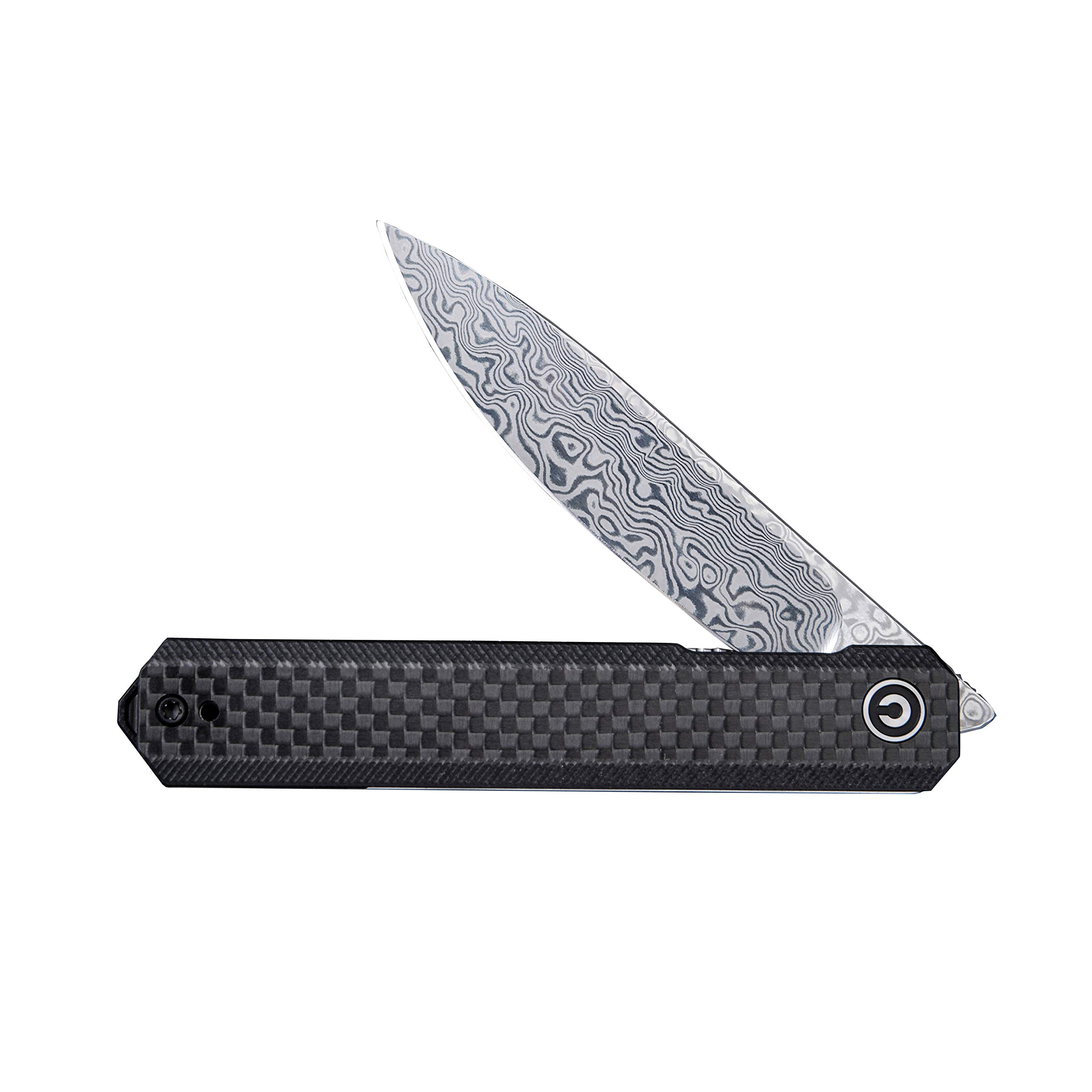 CIVIVI Exarch Damascus Pocket Knife, Front Flipper Small Knife with 3.