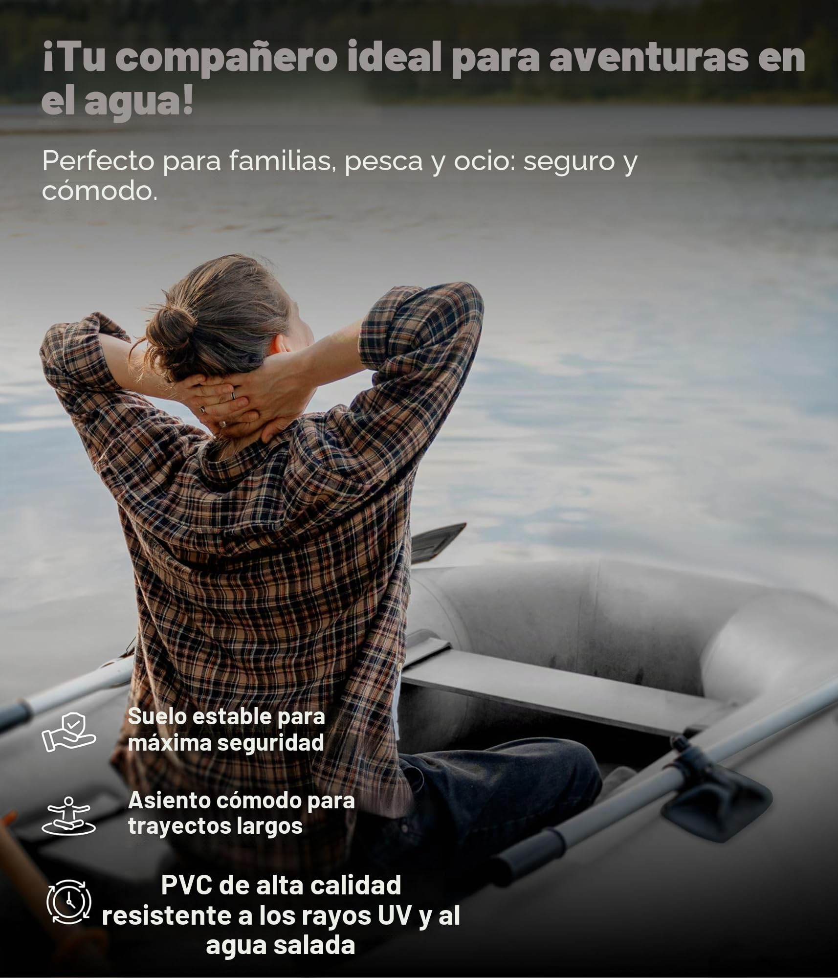 NEMAXX® Bote Inflable 230/330/380 cm para 2/5/7 Personas – Bote de Remo, Pesca y Palas – Suelo Inflable/Suelo de Aluminio, motorizable, hasta 905 kg – Incl. 2 remos, Bomba, Bolsa y Kit de reparación