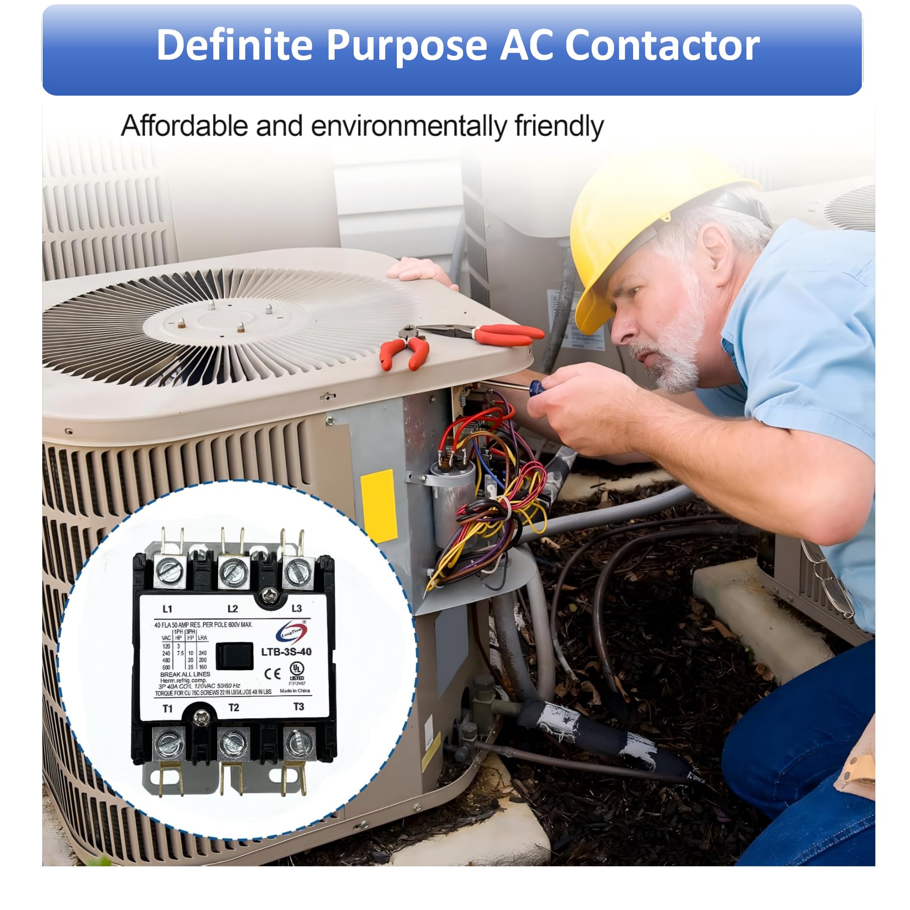 Snapklik.com : Long Term 3 Pole 40 Amp 120V Coil Definite Purpose Air ...