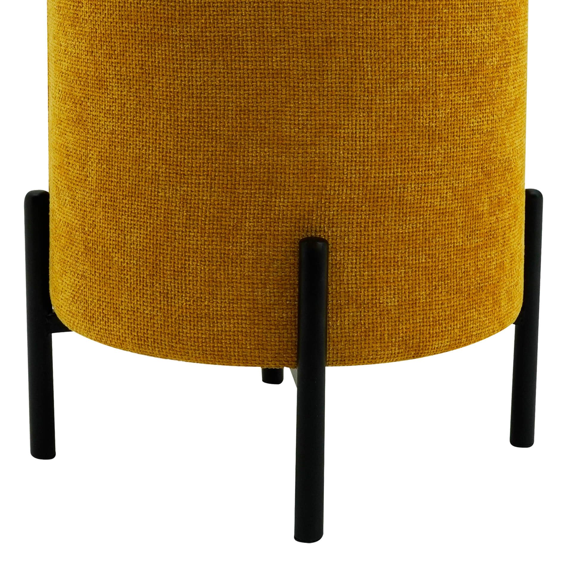 Rebecca Mobili Pouf Sgabello, Ottomano Poggiapiedi, Giallo Senape, Tessuto Poliestere Acciaio, Rotondo, per Salotto - Misure HxLxP: 43,5 x 38 x 38 cm - Art. RE7058