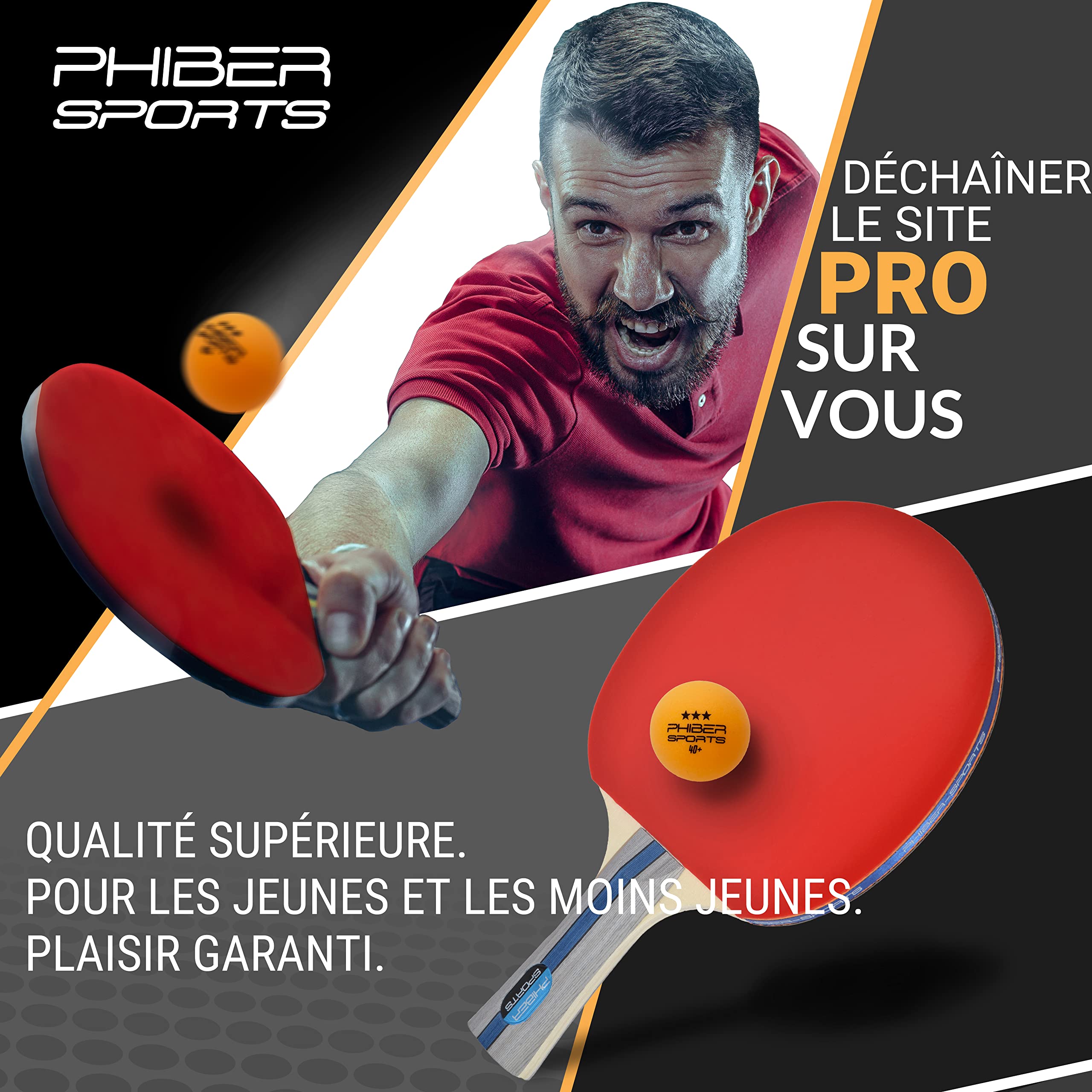 PHIBER-SPORTS Balles de ping-Pong 3 étoiles [24 pièces] Orange - Propriétés de Jeu parfaites - Idéales pour Les débutants, Les familles et Les Professionnels