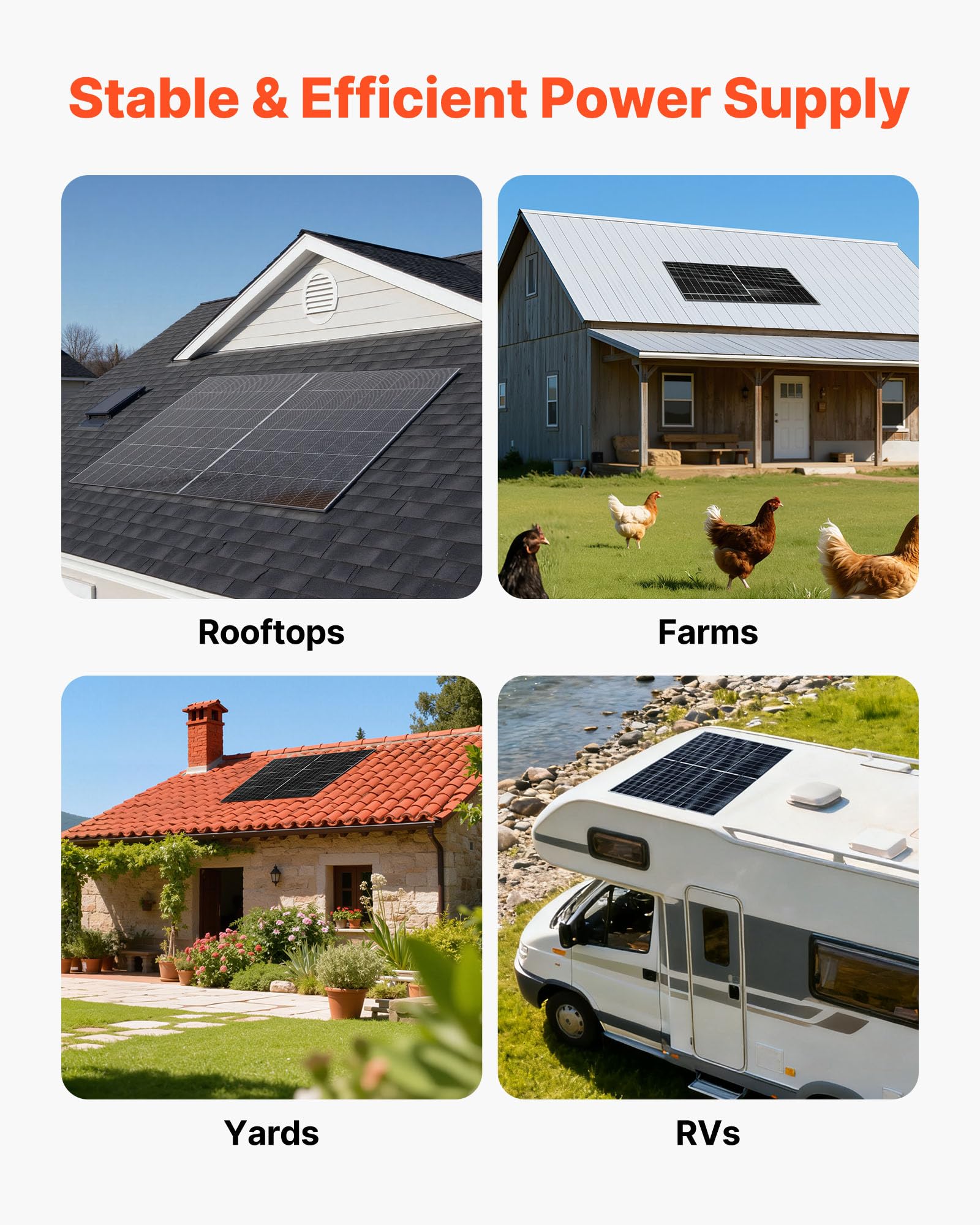 VEVOR Panel Solar 400W 2 Piezas, Módulo Solar Monocristalino Bifacial, Marco de Aluminio y Salida MC4, Eficiencia hasta 24%, IP65 Impermeable, para Autocaravanas Barcos Balcón Sistema fuera de la Red