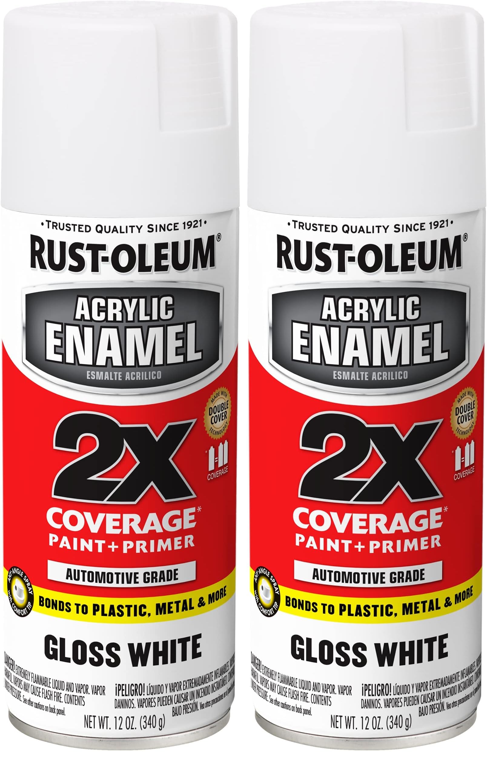 271919 Acrylic Enamel 2X Spray Paint, 12 oz, Gloss White (Pack of 2)