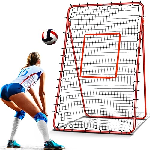 Red de rebote de voleibol de 7 x 4 pies, equipo de entrenamiento de pelotas de voleibol ajustable en ángulo para golpear, bloquear, servir,