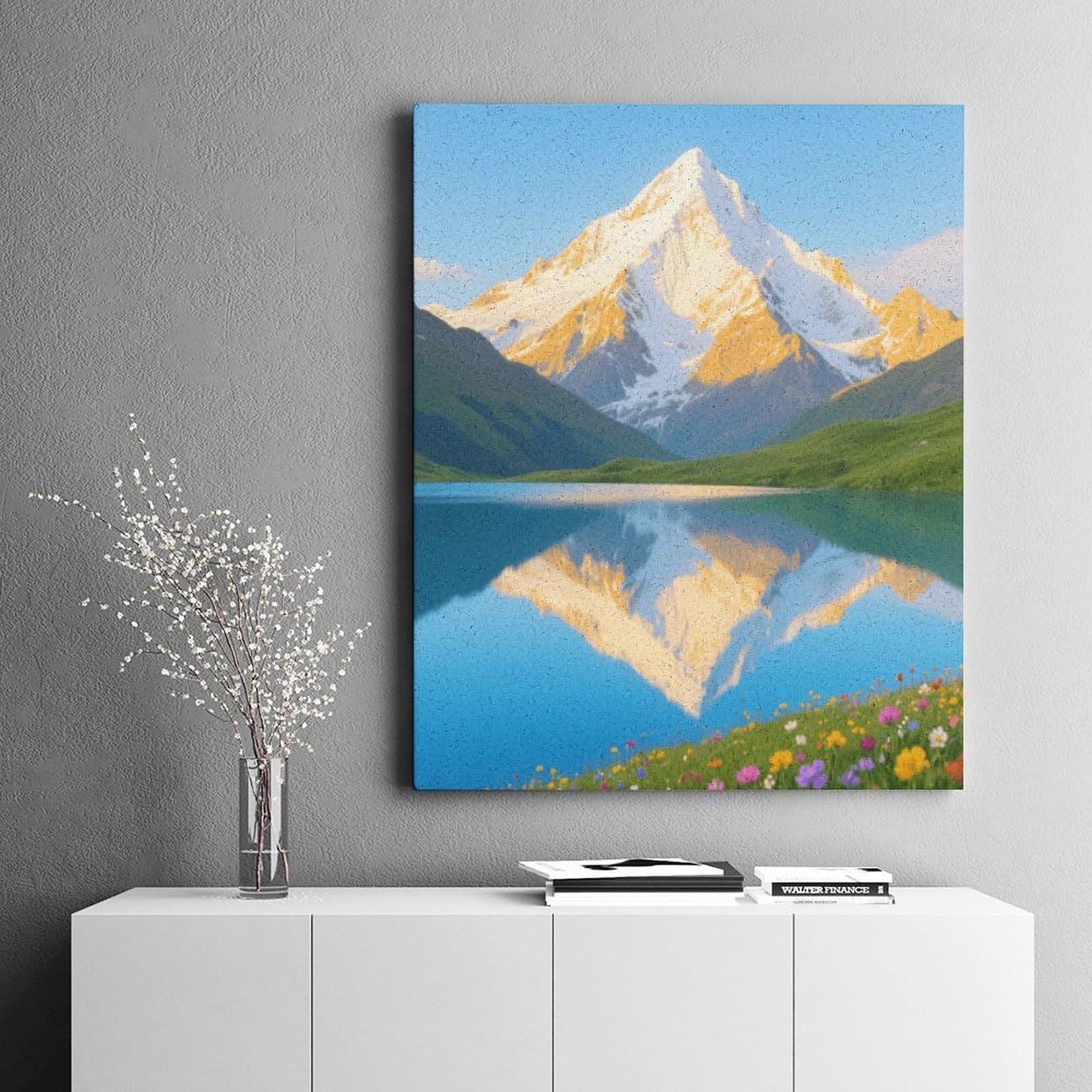 KOAYUBFC Malen nach Zahlen mit Schneebedeckten Bergen und Seen, Malen-nach-Zahlen-Set für Erwachsene, Anfänger, Erwachsene, Malen nach Zahlen, Kits auf Leinwand, DIY-Acryl-Ölfarben, Gemälde mit