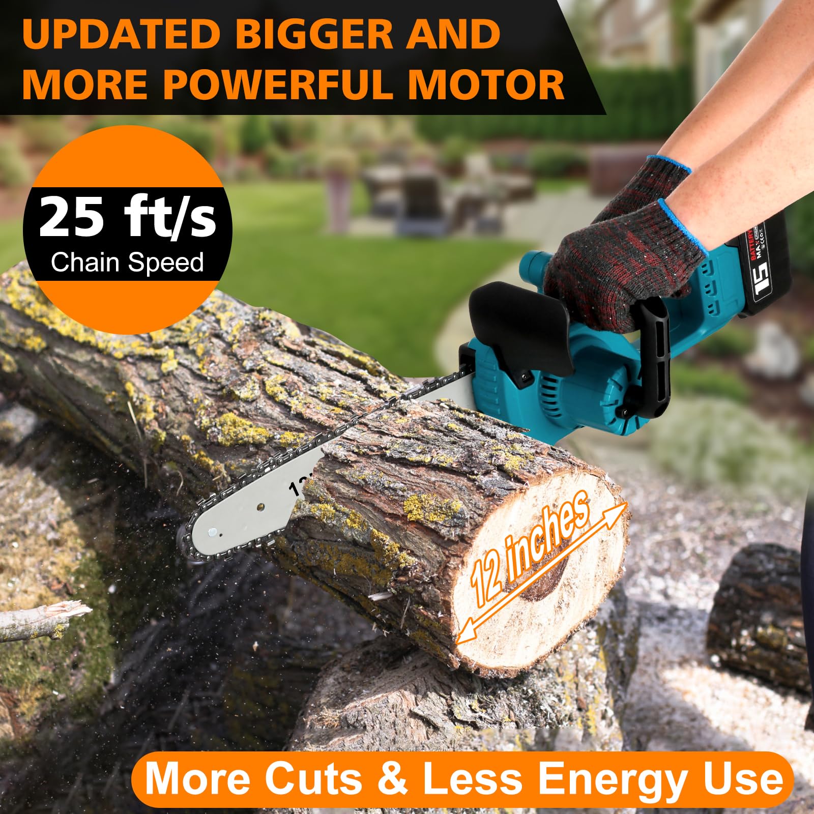 Cordless Chainsaw, 12 Inch [Gardener Friendly] Handheld