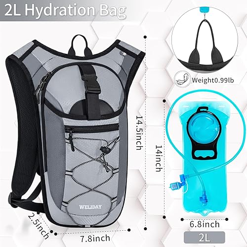 Miniatura 2 de Hydration Backpack with 2L Water Bladder, Lightweight Hydro Pack for Cycling, Running, Hiking, Climbing