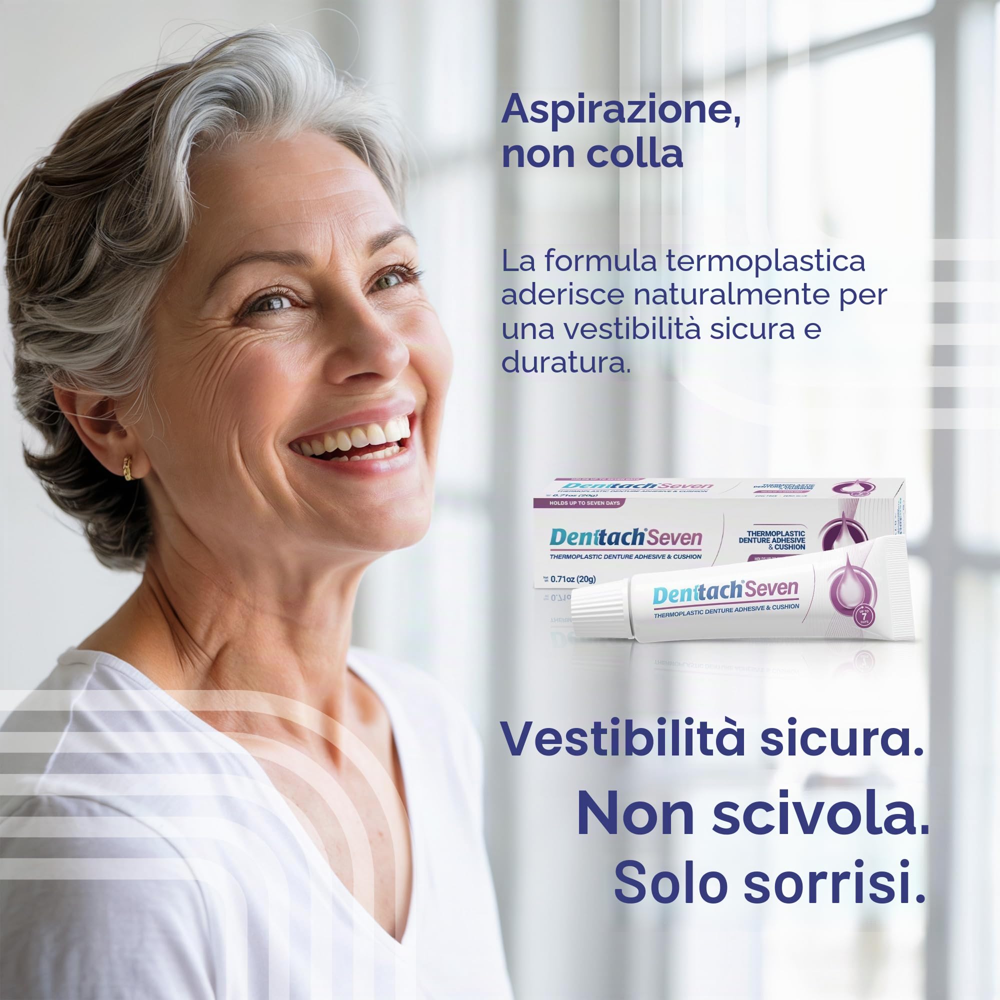 Denttach Adesivo per protesi, adesivo termoplastico cuscino e reliner, presa comoda e sicura fino a 7 giorni, senza colla, senza zinco, a lunga tenuta (confezione da 3)