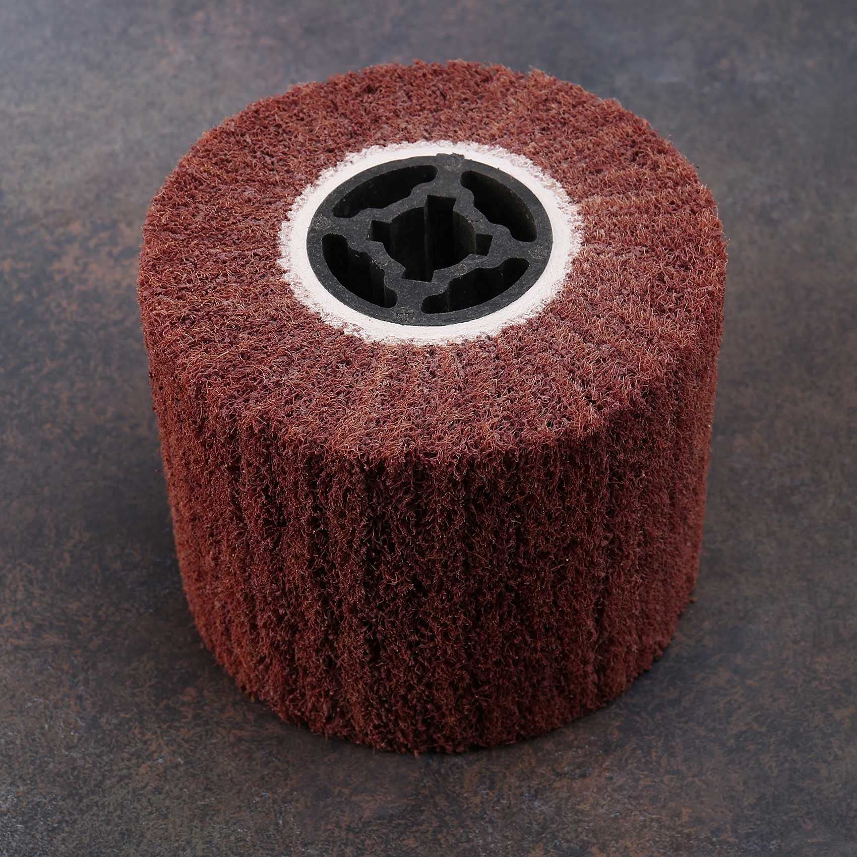 120 x 100 x 19 mm P80 non tissé nylon rabat pinceau satin dessin polissage ébavurage tambour roue pour acier inoxydable