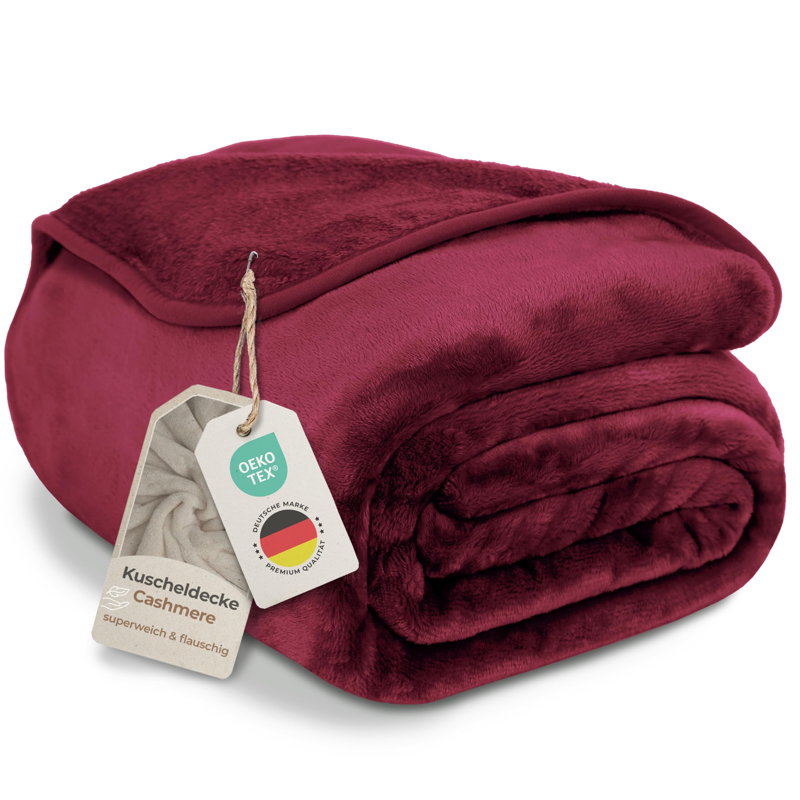 Gräfenstayn® Kuscheldecke Cashmere-Feeling - super weich & flauschig - Dicke & warme Fleecedecke - kuschelige Sofadecke, Wohndecke, Tagesdecke - Überwurf Decke Sofa Couch (Bordeaux XXL 220x240 cm)