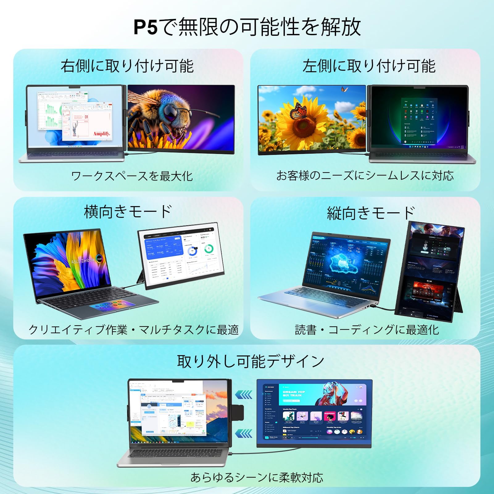 Amazon.co.jp: 【2025新型】デュアルモバイルモニター 15.6インチ FHD