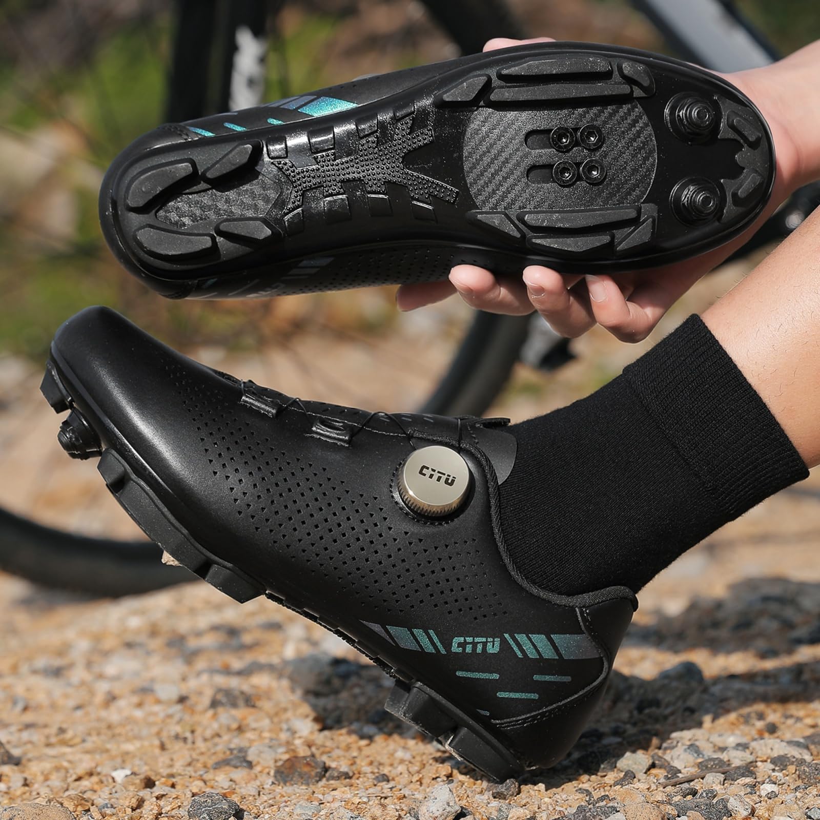 JiuQing Buty rowerowe męskie damskie buty do roweru górskiego z blokami SPD 2 śruby buty do roweru stacjonarnego MTB