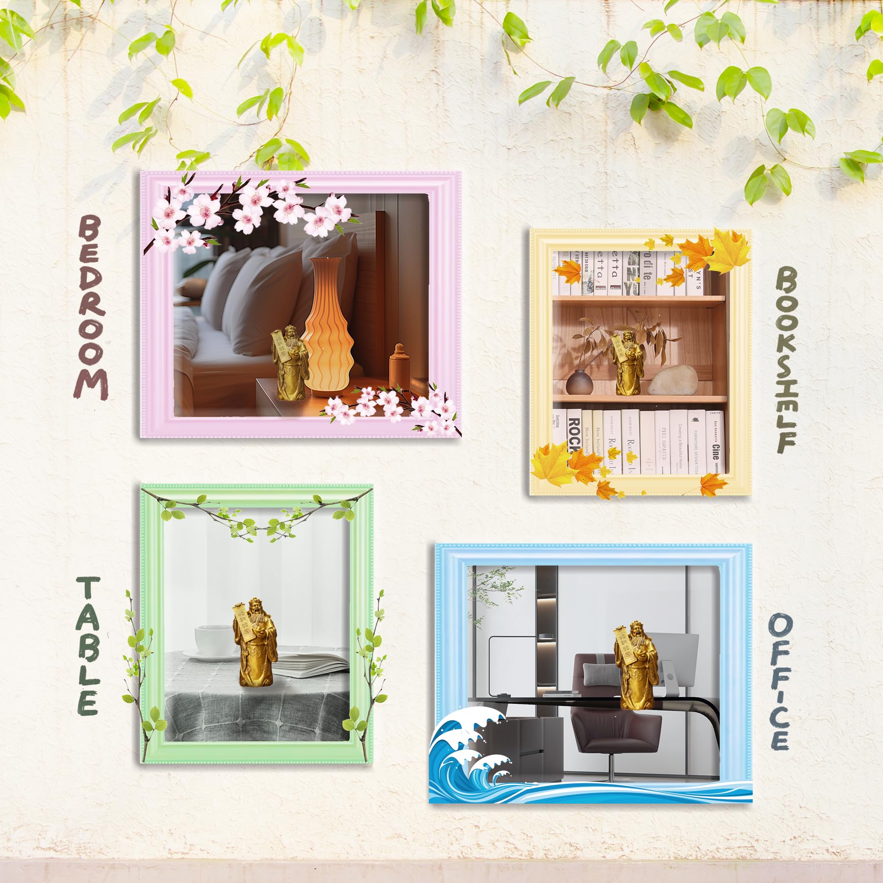 CAI Shen Mosiężna statua do wystroju domu Feng Shui - Bóg bogactwa i szczęścia, figurki i rzeźby Caishen, Tsai Shen Yeh - e