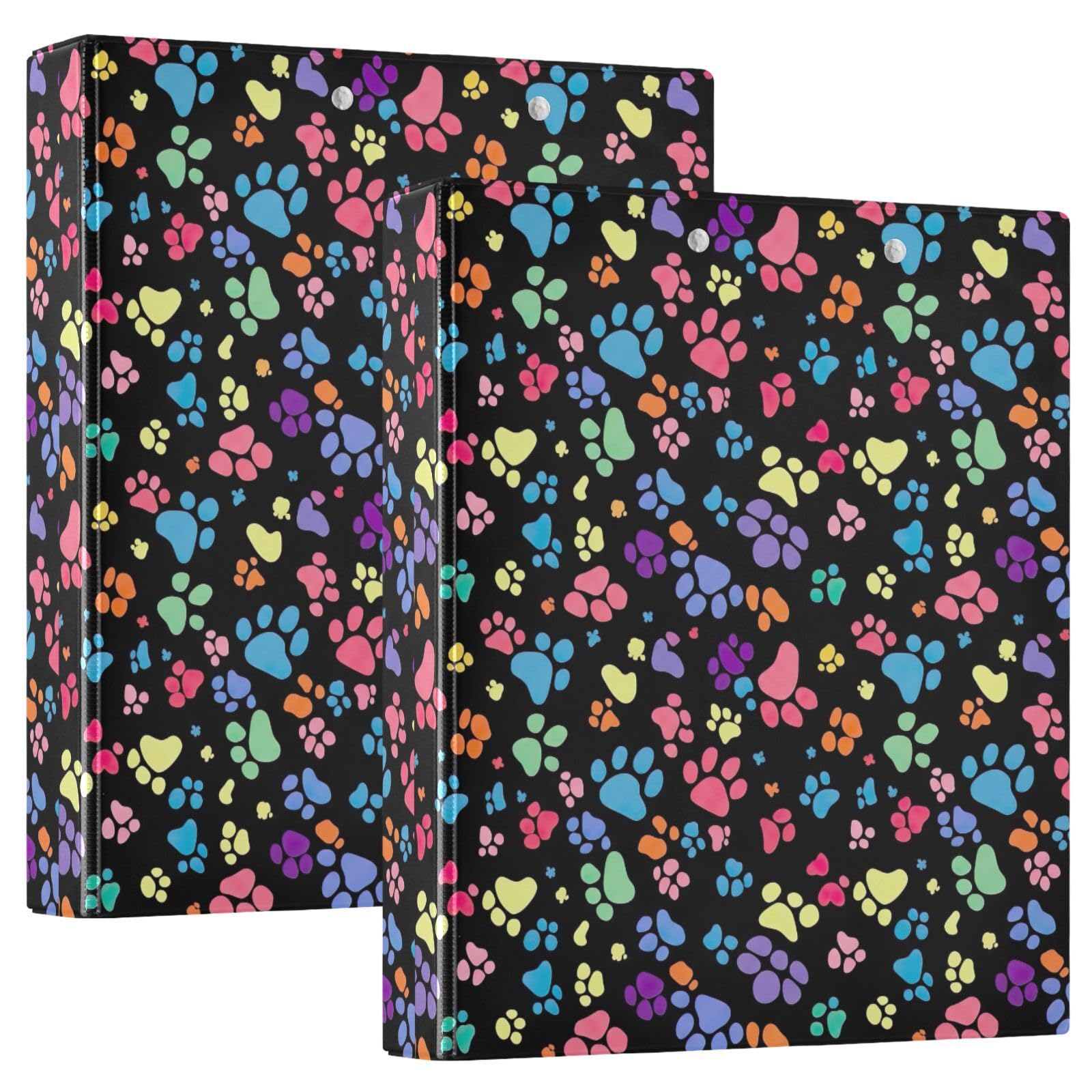 Raccoglitore a 3 anelli stampato, 3,8 cm, raccoglitore ad anelli a D con tasche, raccoglitore decorativo per scuola, università o ufficio, stampe colorate e carine, taglia unica 2
