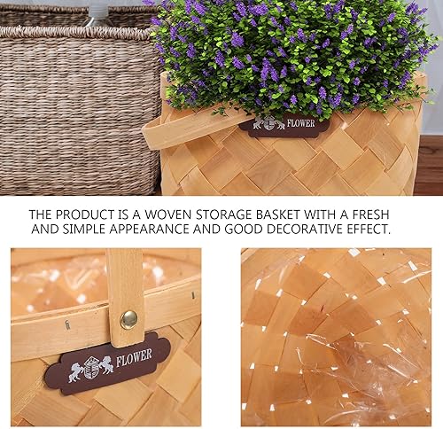 Miniatura 6 de Happyyami 1pc Flowerpot Sundries Storage Basket Seagrass Storage Basket Natural Wicker Basket Picnic Baskets Easter Outdoor Basket Creative Fruit