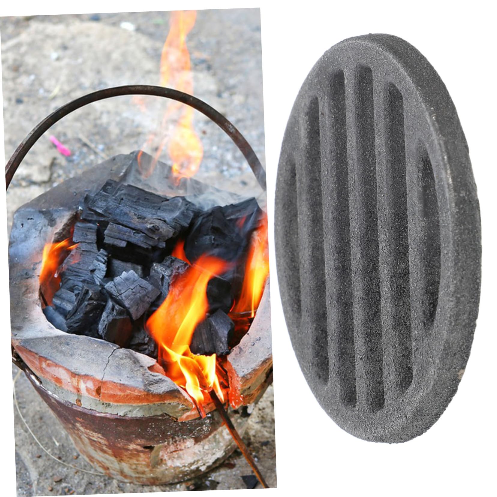 Grille De Cheminée Ronde En Fonte - Réduction Efficace De La Chaleur - Noire