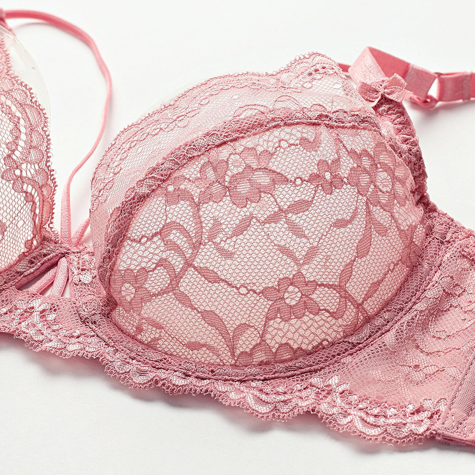 Sujetadores Conjunto De Lencería Sexy Encaje Estilo Francés, Sujetador Fino, Push-up Y Calado-blanco-36 80b (Juego)