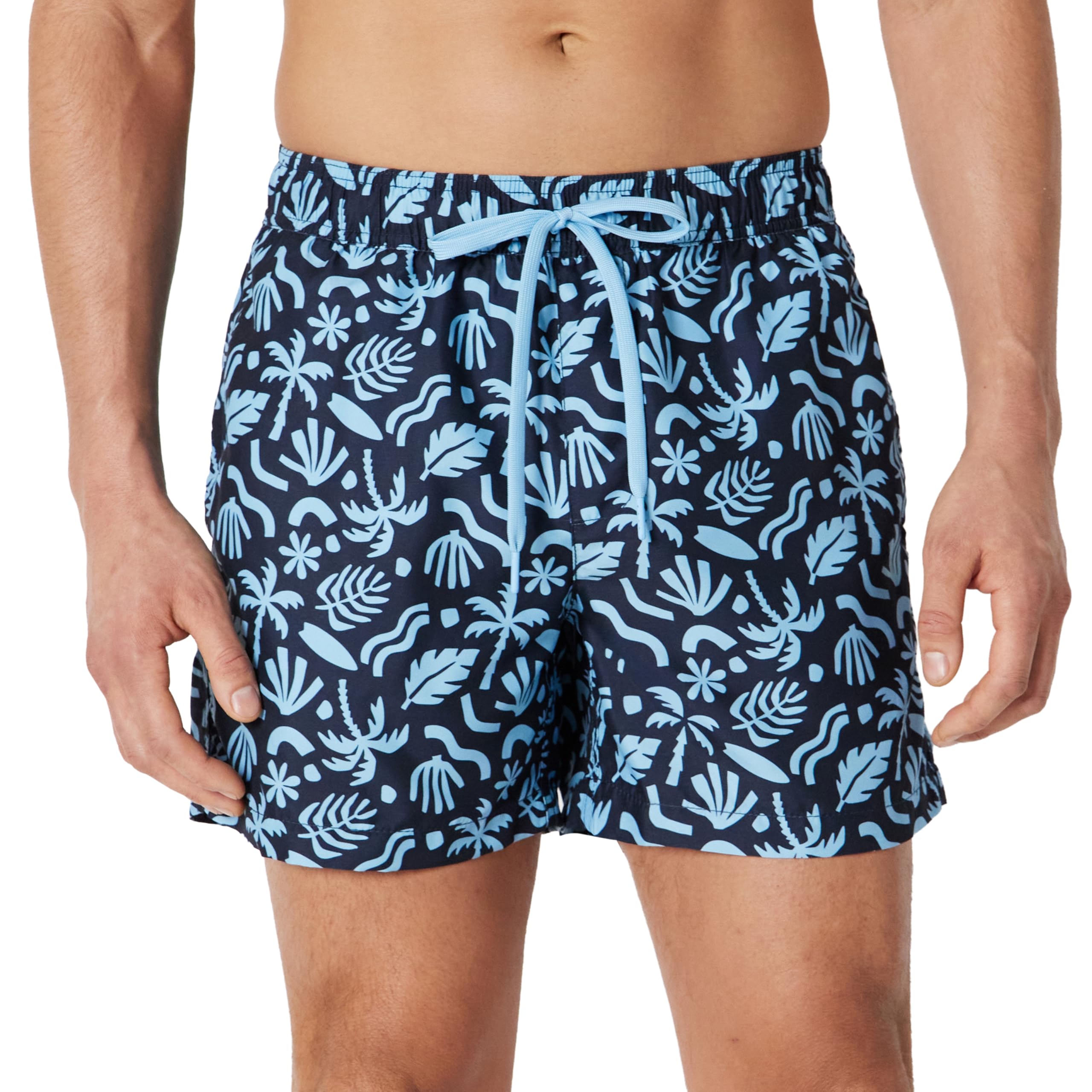 Amazon Essentials Amazon Essentials Herren Schnell trocknende Badehose, 12,7 cm, Marineblau, Tropisch, XXL
