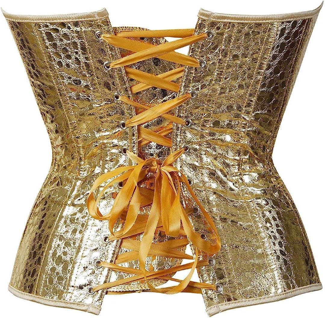 KSHUN Women's Faux Leather Corset Top Steampunk Corsets Zipper Bustier Pirate Costume