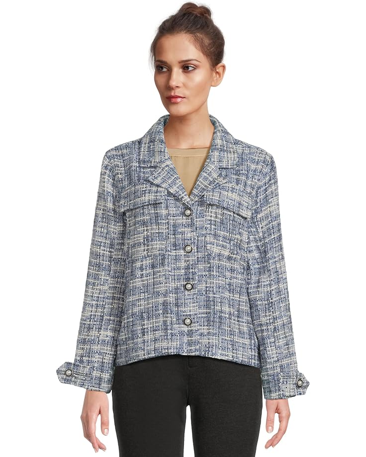 Liverpool Los Angeles Button Front Woven Boucle Boxy Shacket - Main View