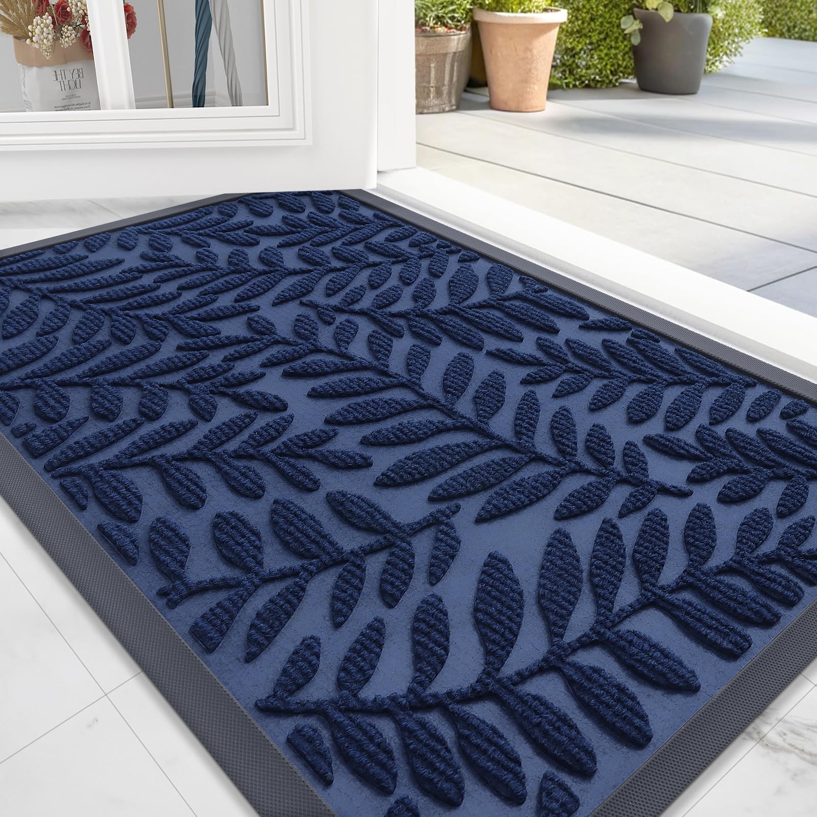 OLANLY Door Mat Indoor Outdoor Entrance, 29.5x17, Waterproof All-Weather All-Season Doormat, Sturdy Natural Rubber, Stain and Fade Resistant, Low