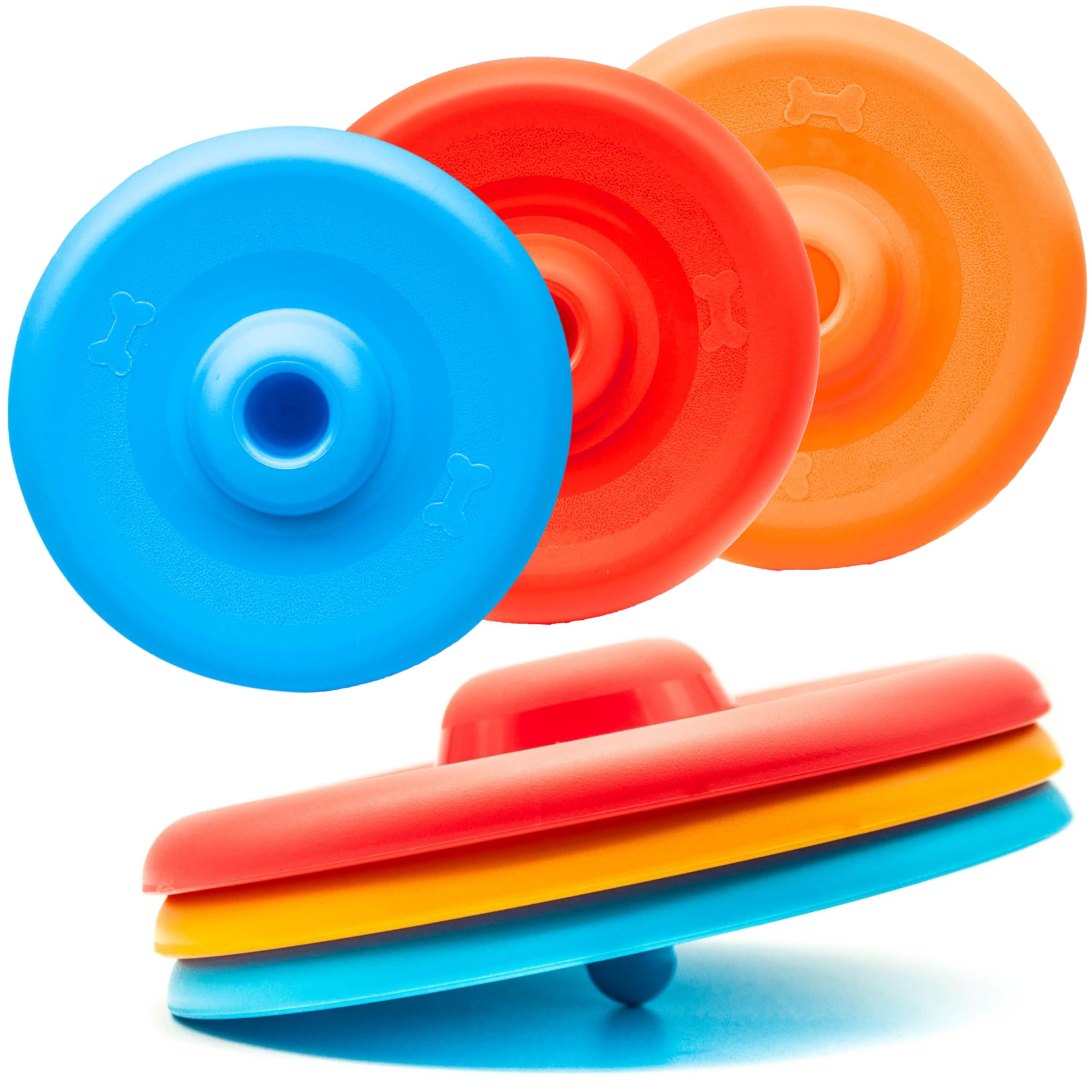 Petopedia 2x 9 Dog Flying Discs with Standing Grip Cone for Easy Pick-up - Lightweight, Saucer Ring - Interactive Pet Training Toys, Outdoor Fetch Play for Dogs, Exercise (Assorted (Pack of 2))