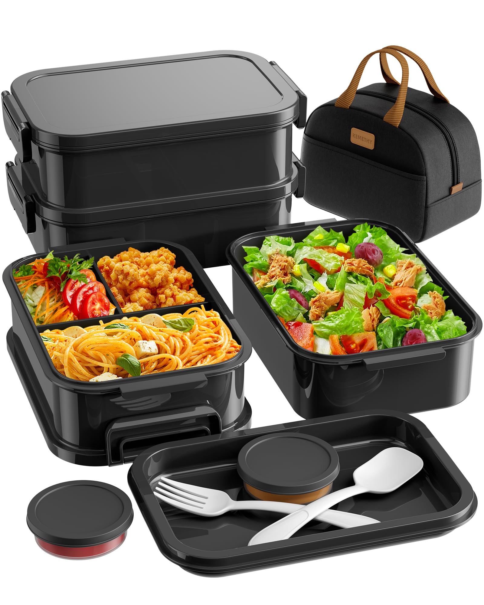 Amazon.com: KEMETHY Adults Bento Lunch Box Set with Thermo Bag