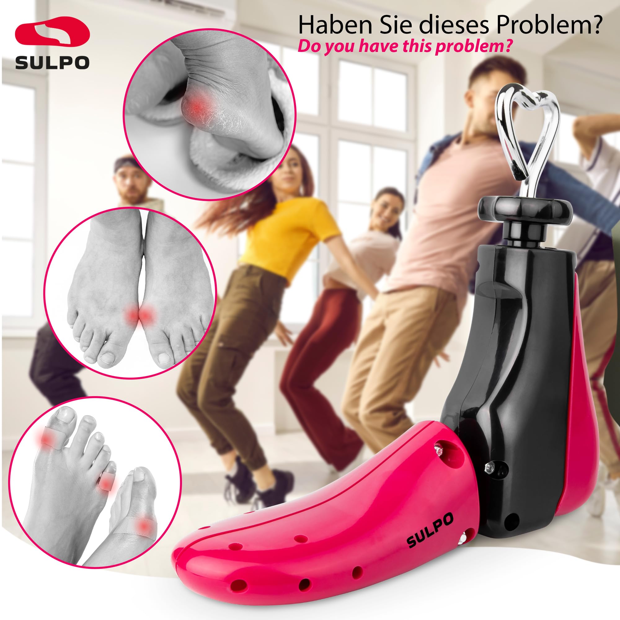 SULPO Horma de zapatos de 3 g. Extensor de zapatos, para zapatos apretados, para zapatos apretados, hombre, mujer, zapatillas, botas, botines - extrafuerte, ajustable