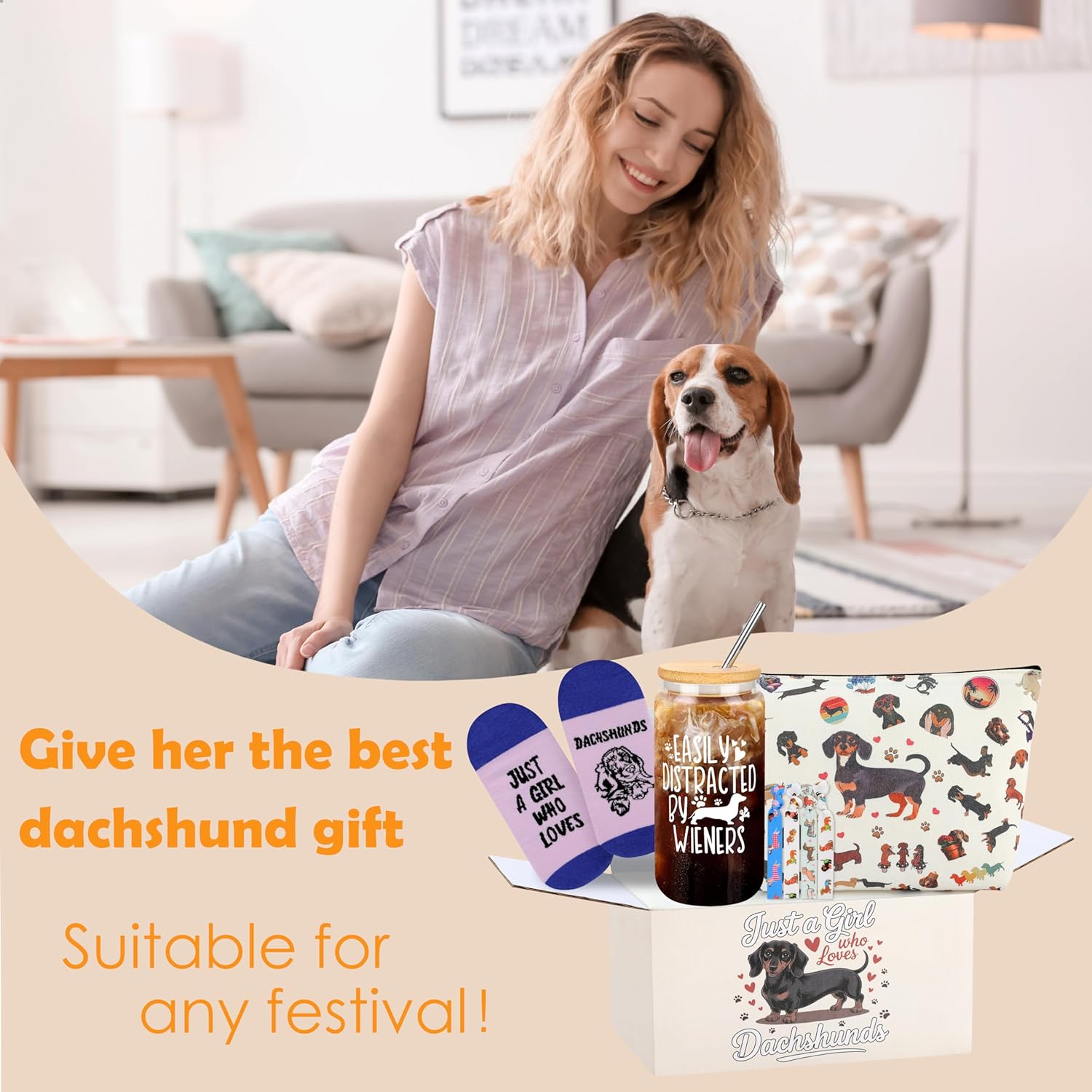Dachshund Gifts for Women Dachshund Unique Gift Basket with Novelty Socks for Dog Mom Dog Lover Funny Bag Birthday Gifts Christmas Gifts for New Puppy Owners - Image 7
