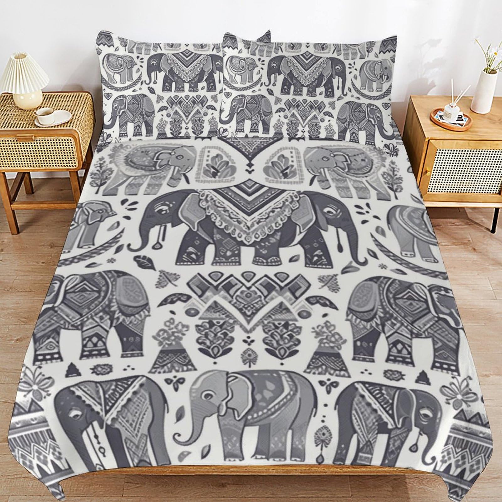 Ropa de cama de elefante de microfibra suave de 3 piezas para cama infantil con cremallera