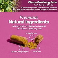 Vista 6 de Suplemento de berberina de primera calidad, composición corporal, 60 cápsulas - con Cissus Quadrangularis y fitosoma de berberina - Apoya