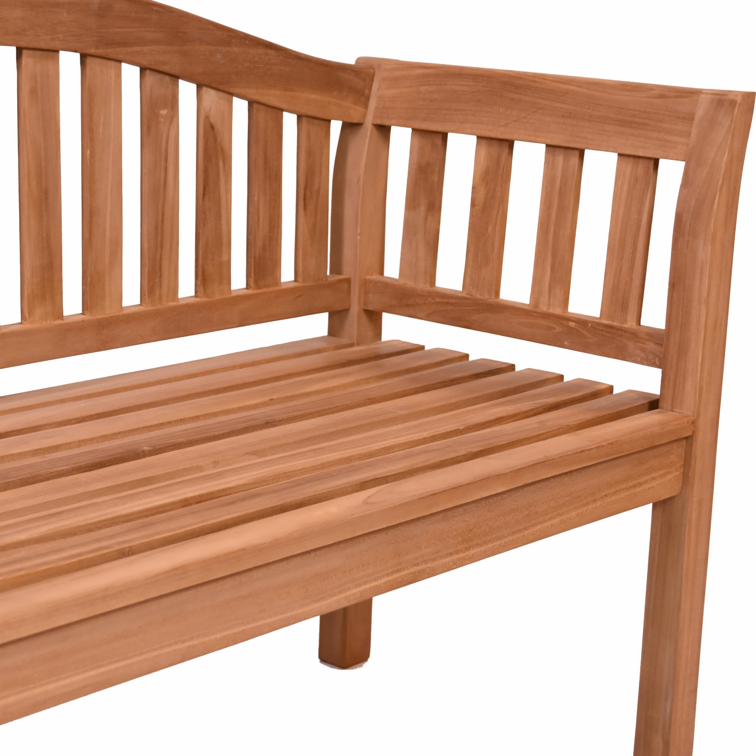 Divero 2-Sitzer Gartenbank „Welle“ aus Teakholz behandelt – Farbe Braun | Rückenlehne in Wellenform