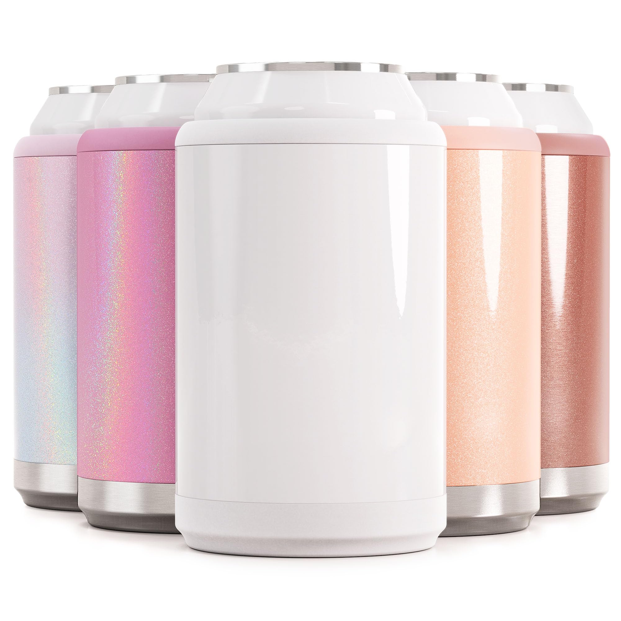 Maars Standard Can Cooler for Beer & Soda | Stainless Steel 12oz Beverage Sleeve, Double Wall Vacuum Insulated Drink Holder - Gloss White