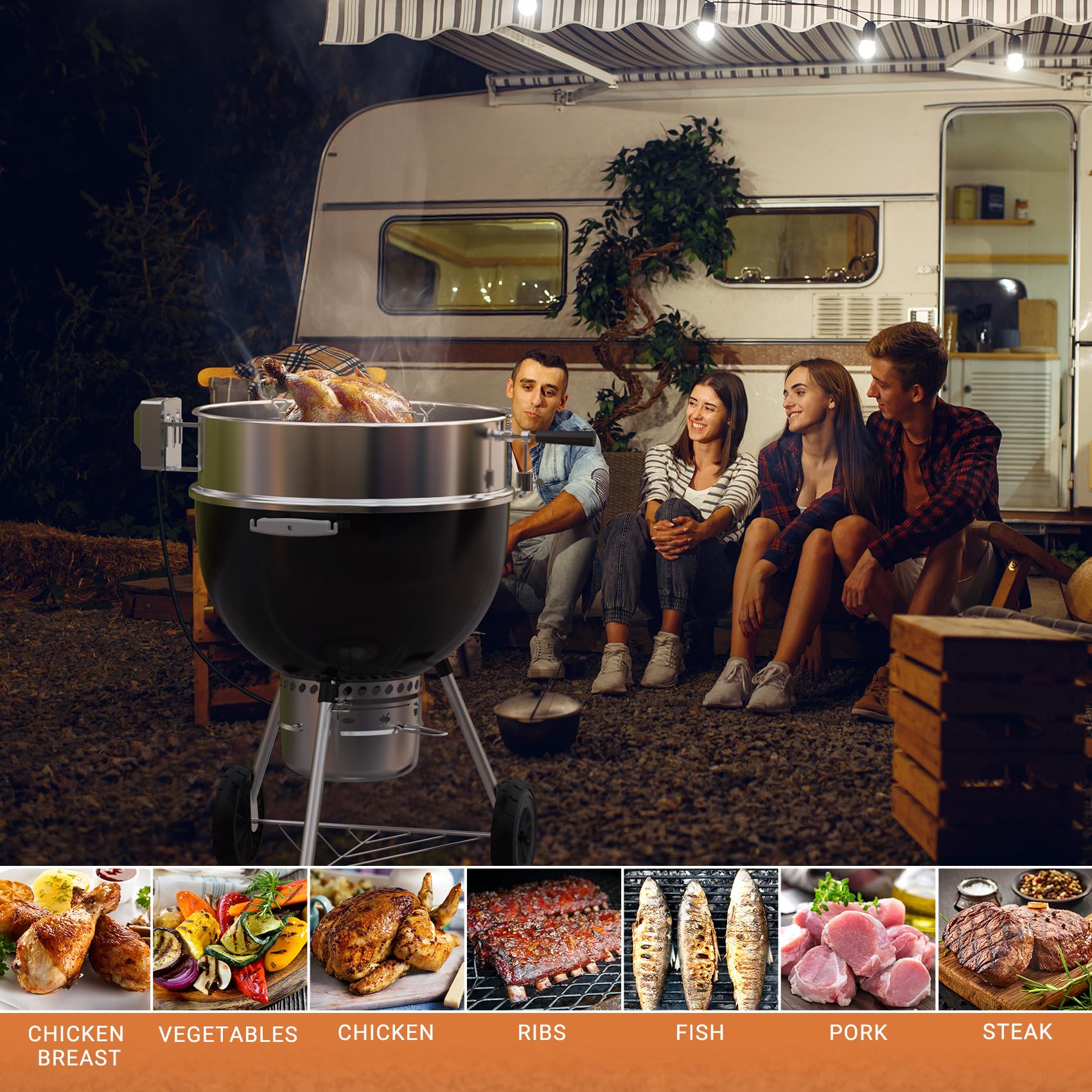 onlyfire Set de Mejora Asador Ring para Barbacoa con 2 Cestas para Carbón y 10 Bandejas de Recolección de Grasa de Aluminio，para Weber 57cm y la Mayoría de Otros 57 CM Kettle Charcoal Grills