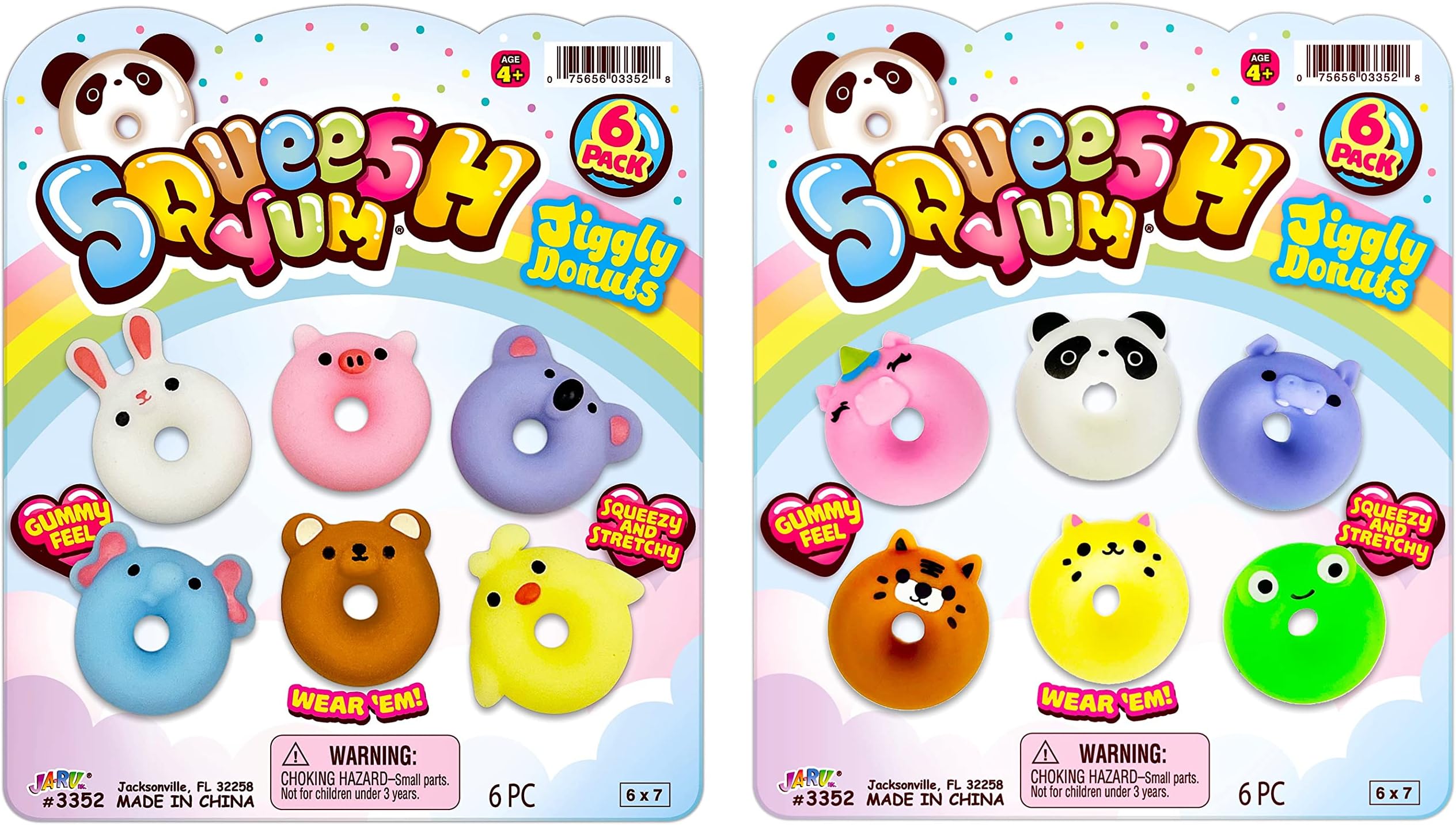 JA-RU Mini Mochi Squishy Animals (2 Pack) Cute Jiggly Donut Squishies for Kids & Adults, Boys & Girls. Stress Relief Fidget Gummy Toys. Bulk Party Favors Birthday Goodie Bags Class Prizes. 3352-2