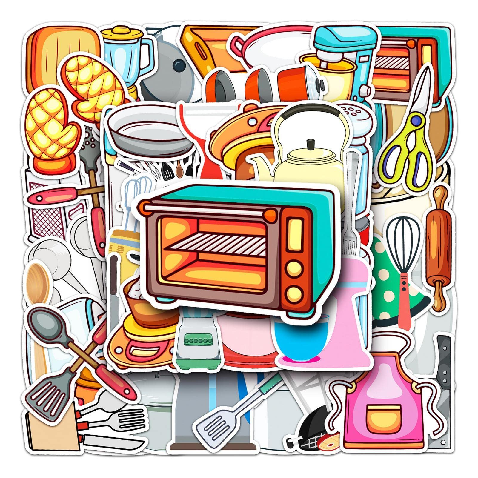 Veeteah Recipe Stickers, Kitchenware Cooking Tool Stickers | Kitchen Decals for Kids Girs Boys Gifts Laptop Restaurant Service Decal Stickers