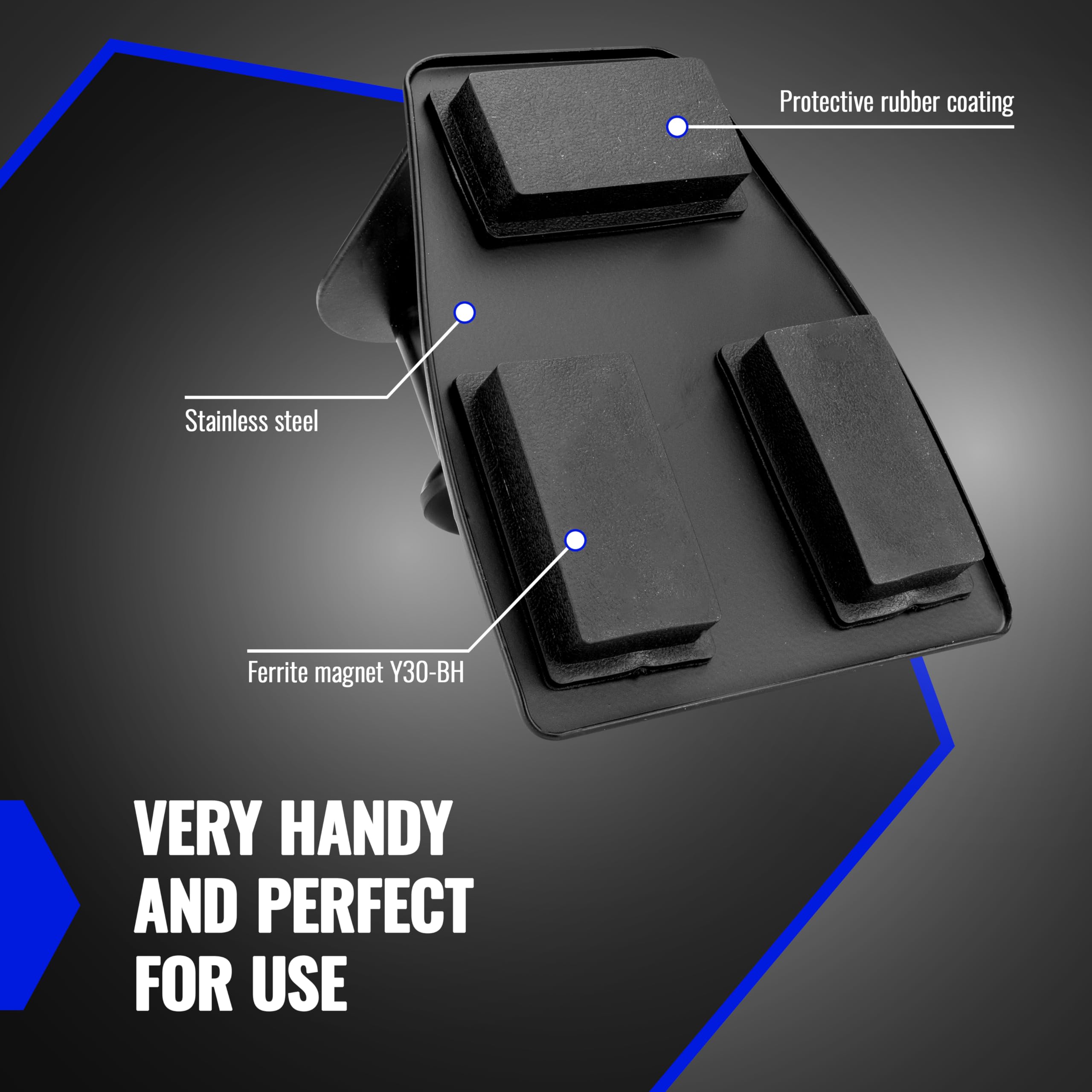 Poppstar Magnetic Paper Roll Holder, 2-piece, Strong, Material: Steel, Holding Force up to 2kg, Color: Black - Image 3