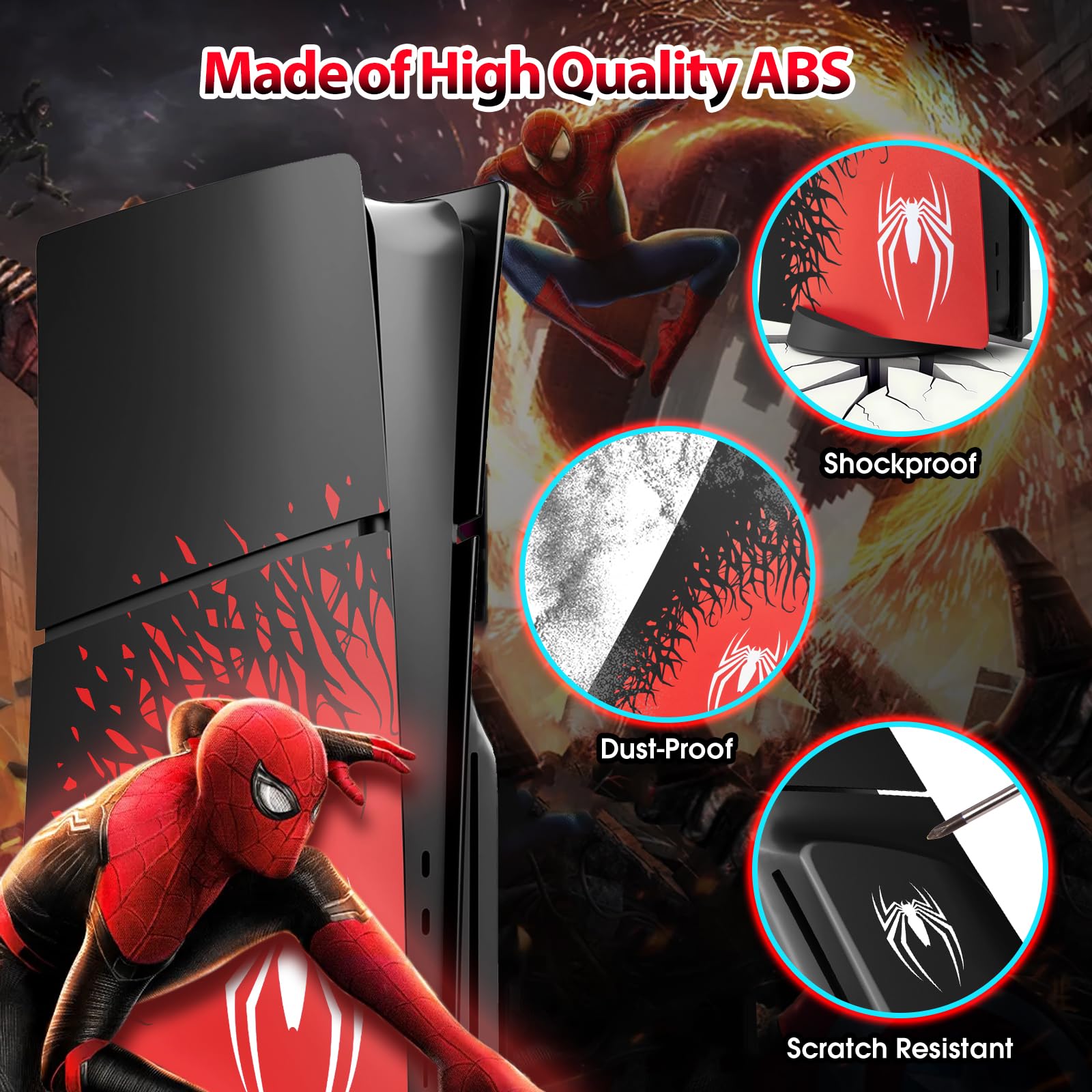 NOWSKINS Superhero Spider - Man 2 Plates for PS5 Console, Premium