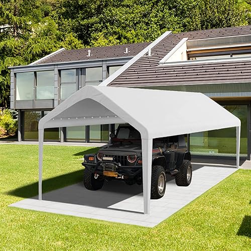 Miniatura 5 de Cubierta de toldo de repuesto para cochera de 10 x 20 pies para tienda de campaña, cubierta de refugio de garaje con cuerdas elásticas de bola,